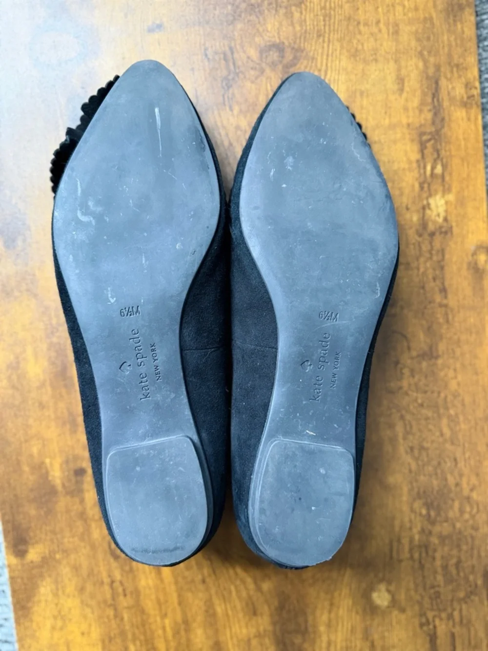 Kate Spade Black Suede Ballet Flats Size 6.5